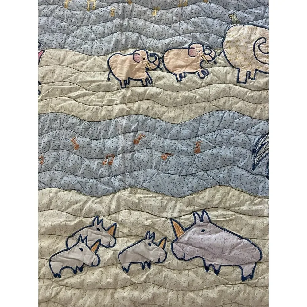 carter's john lennon Crib Baby comforter quilt Palm Tree Elephant Turtle 40x34”
